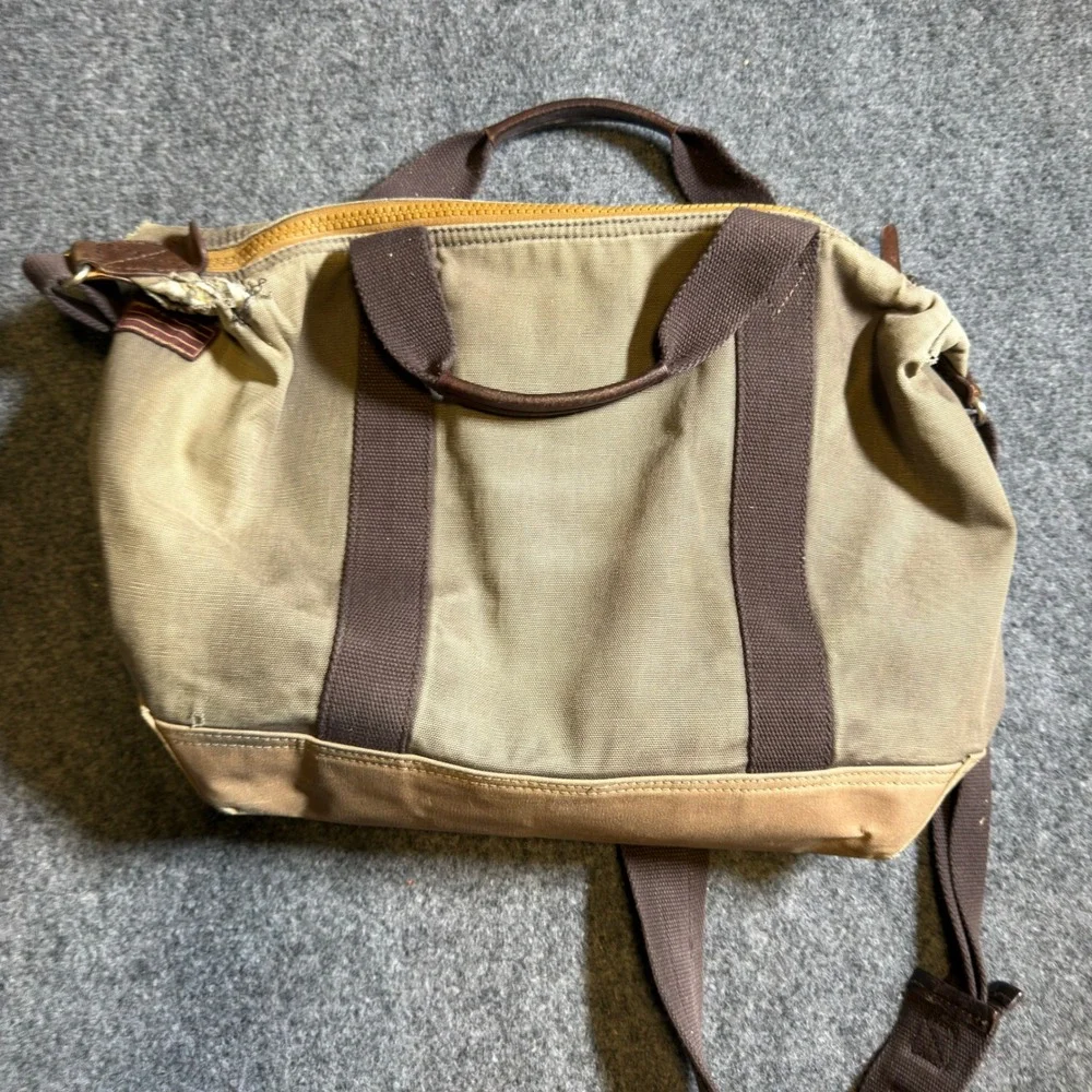Property Of... Canvas Messenger Bag Unisex Olive Green Vintage Lightweight